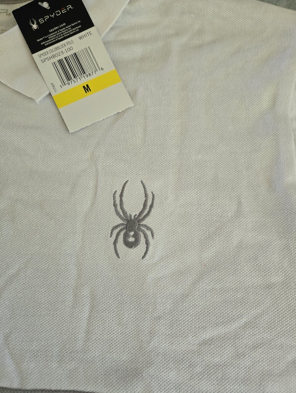 Men's Spyder Gray White Short Sleeve Polo Shirt NWT Size M - Picture 4 of 11